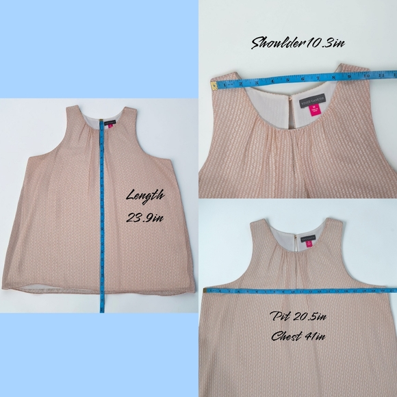 Vince Camuto Pleated Front Sleeveless Shell Top Peach Size M (L026) - Picture 8 of 9